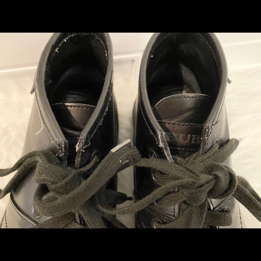 Burberry Black Leather Moto Combat Lace Up Military Boots Sneakers Shoes Sz 40 7 - Picture 2 of 16